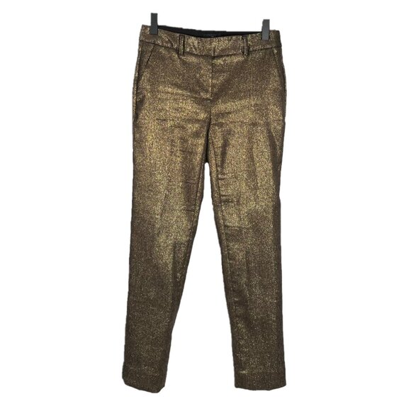 WHBM Gold Metallic Foil Straight Leg Trousers - Picture 1 of 5